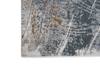 Crème Rug with Charcoal, Silver & Teal Marbled Abstract and Warm Mocha Tone-to-Tone High-Low Texture - METZ 4201.