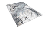 Abstract Marbled High-Low Rug in Crème Beige with Charcoal Tone-on-Tone Design, Faded Teal & Mocha Accents - METZ 4202.
