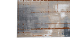 Crème Rug with Charcoal, Silver & Mocha Abstract with Bronze Tone-to-Tone Geometric High-Low Texture - METZ 4203.