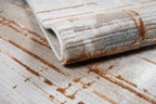 Crème Rug with Charcoal, Silver & Mocha Abstract with Bronze Tone-to-Tone Geometric High-Low Texture - METZ 4203.