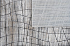 Crème Rug with Mocha & Beige Abstract Design and Charcoal Checker High-Low Pattern - METZ 4204.