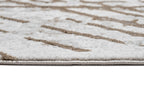 Taupe Rug with Geometric Tone-to Tone Mocha High-Low Pattern - METZ 4206.