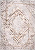 Taupe Rug with Geometric Tone-to Tone Mocha High-Low Pattern - METZ 4206.