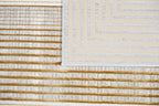 Abstract Crème Beige Rug with Gold Bronze Geometrical Double Stacked Square High-Low Design - METZ 4207.