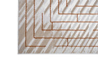 Crème Rug with Mocha & Taupe Abstract and Brick Tone-on-Tone Geometric High-Low Design - METZ 4208.