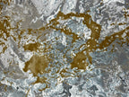 Crème Rug with Marbled Charcoal and Grey Abstract and Gold Tone-on-Tone High-Low Design - METZ 4210.