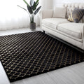 Golden Black and White Shimmery Soft Cozy Fuzzy Faux Fur Area Rug/Carpet