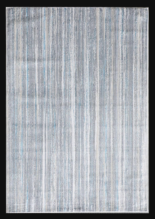 Shinny Shimmery Changing Lines Azure Blue Ultra Soft Cozy Area Rug/Carpet