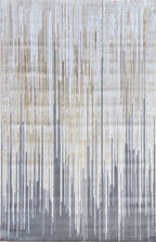 Polyester Silver with Gold Viscose Blend Geometric Design Rug/Carpet - Style# Maximus 241 - Color-Changing Flat Weave Rug