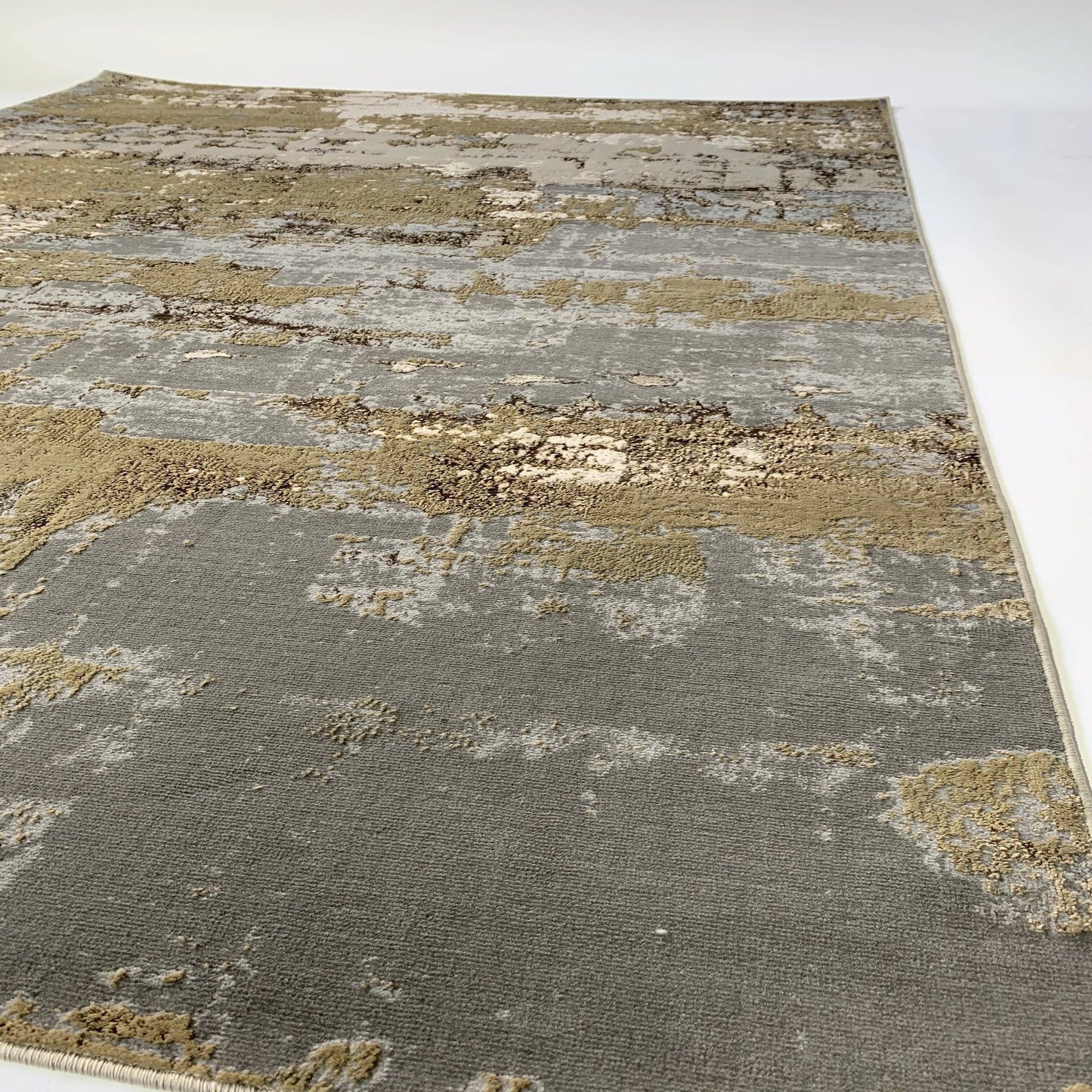 Golden Watercolor Changing Abstract Designed Soft Cozy Gray Beige  Area Rug/Carpet