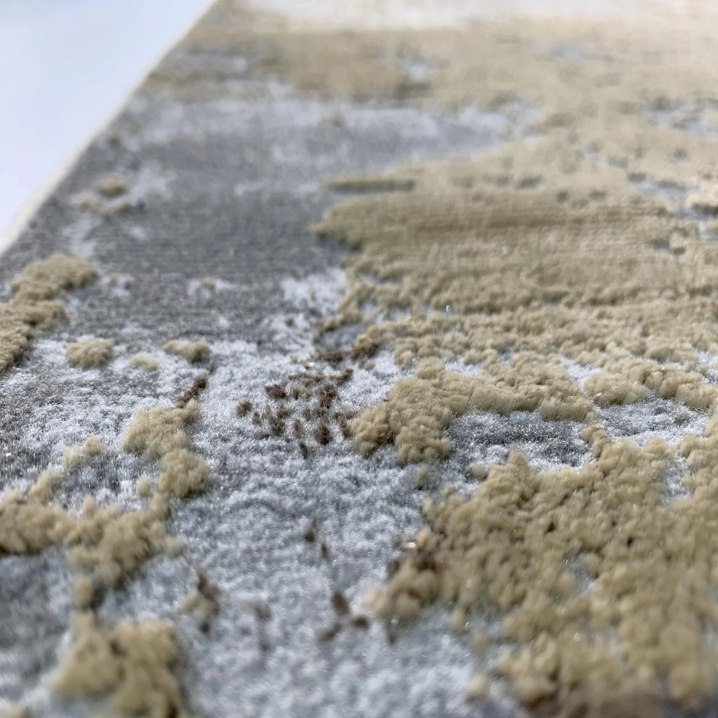 Golden Watercolor Changing Abstract Designed Soft Cozy Gray Beige  Area Rug/Carpet