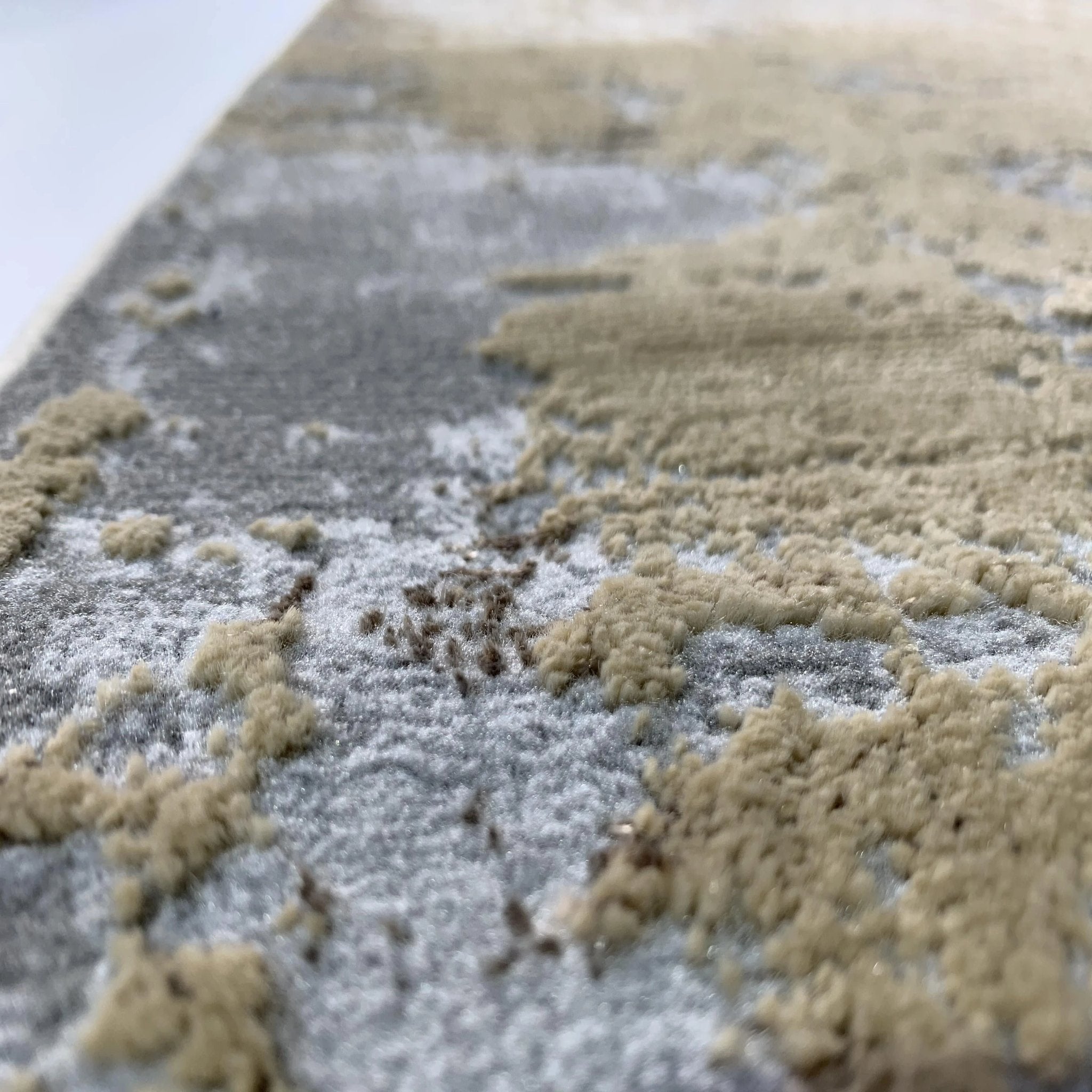Golden Watercolor Changing Abstract Designed Soft Cozy Gray Beige  Area Rug/Carpet
