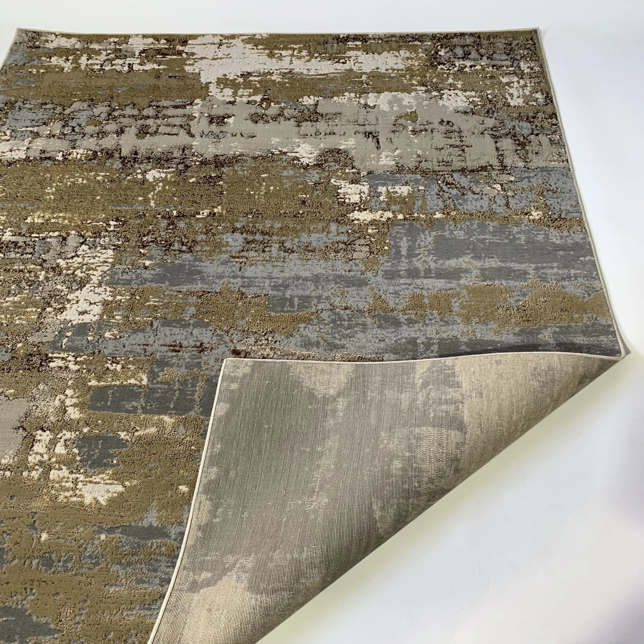 Golden Watercolor Changing Abstract Designed Soft Cozy Gray Beige  Area Rug/Carpet
