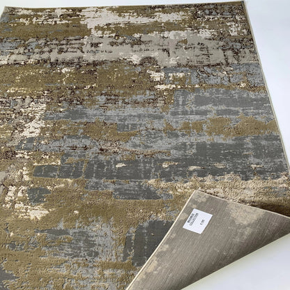Golden Watercolor Changing Abstract Designed Soft Cozy Gray Beige  Area Rug/Carpet