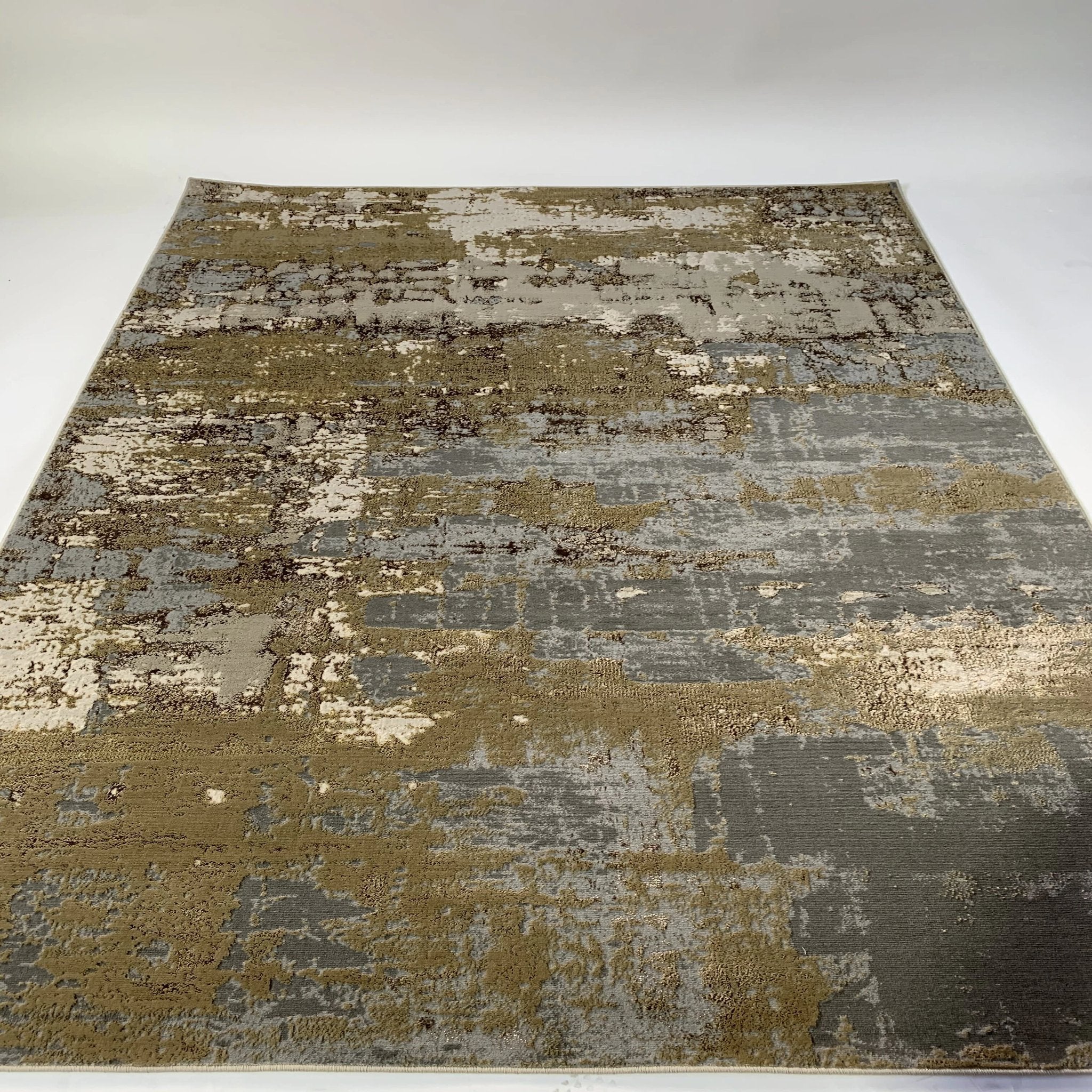 Golden Watercolor Changing Abstract Designed Soft Cozy Gray Beige  Area Rug/Carpet