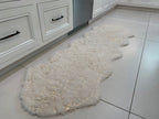 White Faux Fur Runner With Metallic Golden Design