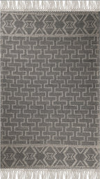 hand made hand knotted natural color beige mocha bohemian one of a kind textured raised rug fringe 