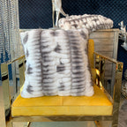 Fluffy Faux Fur Braided Look Soft Gray White Throw Pillow/Positioner