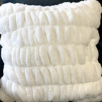 Fluffy Faux Fur Braided Look Soft Gray White Throw Pillow/Positioner