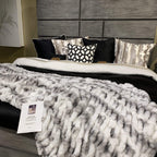 Braided Look Fluffy Soft Faux Fur Gray White Throw/Quilt/Blanket/ Coverlet/Bedspread/Bedcover