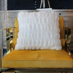 Fluffy Faux Fur Braided Look Soft Gray White Throw Pillow/Positioner