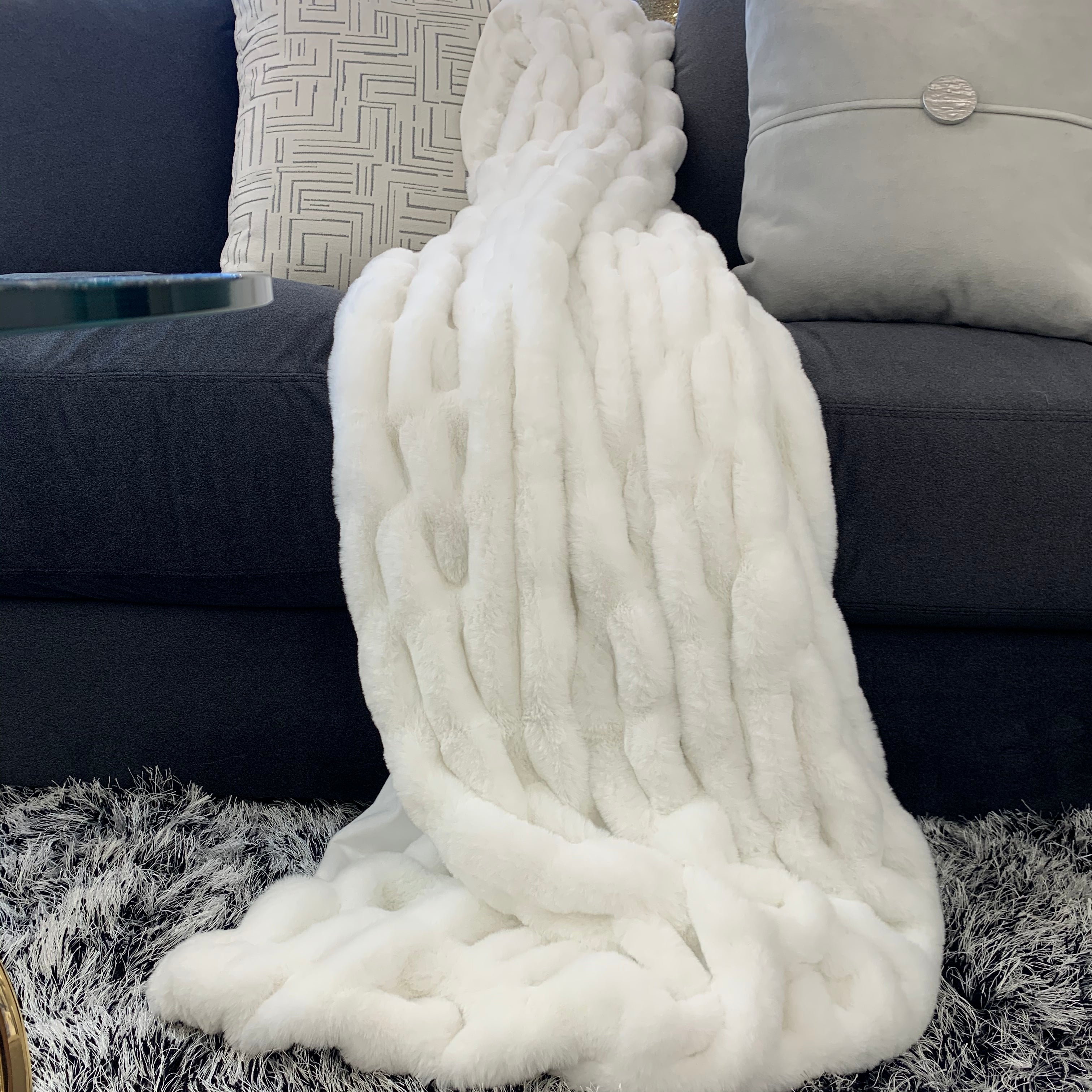 White faux throw hot sale