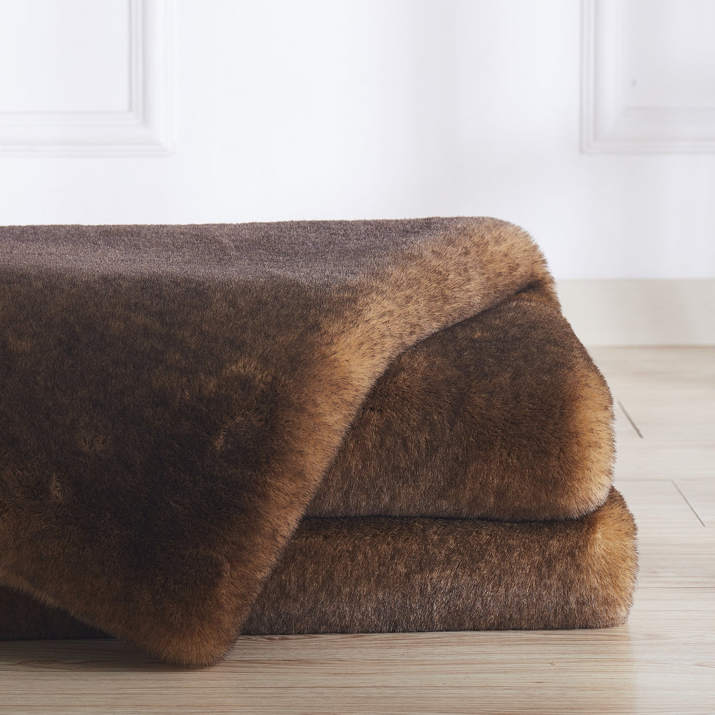 Soft Cozy Fuzzy Faux Fur Area Rug/Carpet in Black Tan