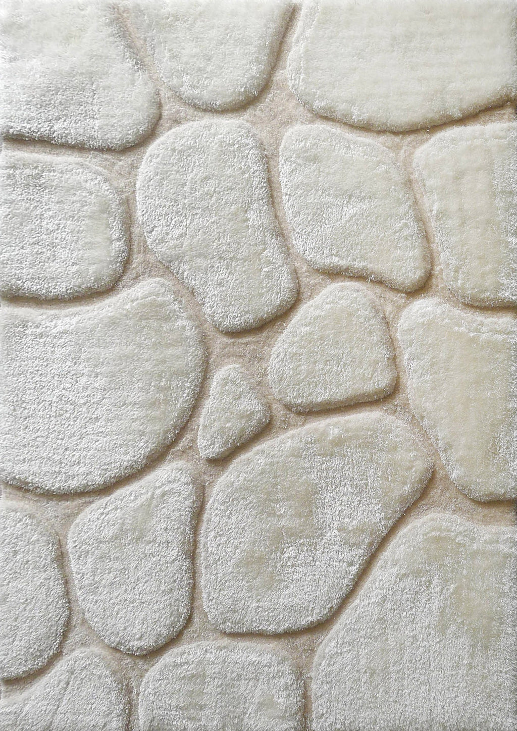 Soft Cozy Rock 3D Design Shag Area Rug/Carpet white