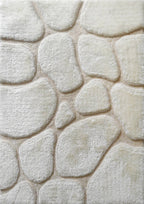 Soft Cozy Rock 3D Design Shag Area Rug/Carpet white