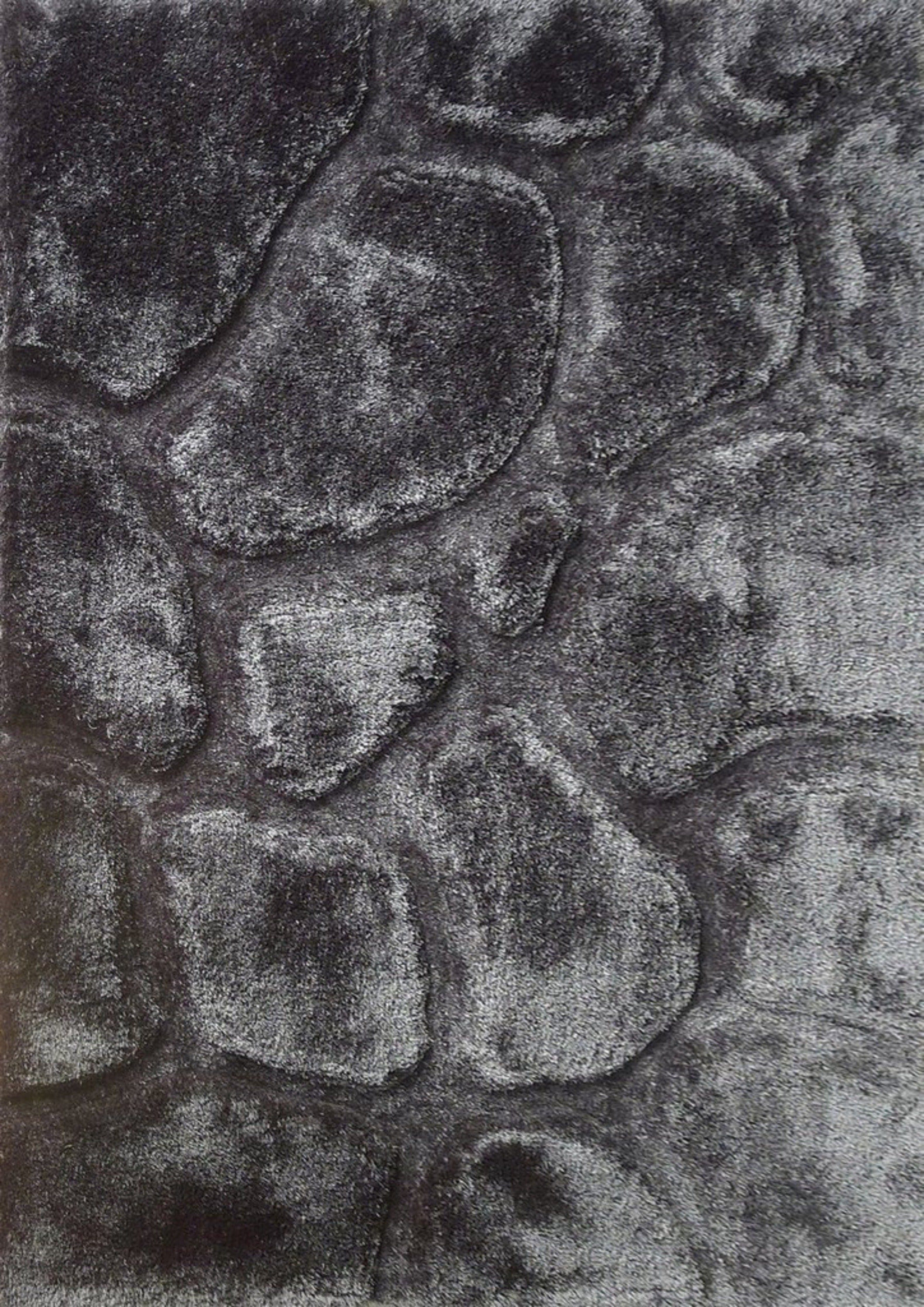 Soft Cozy Rock 3D Design Shag Area Rug/Carpet Gray