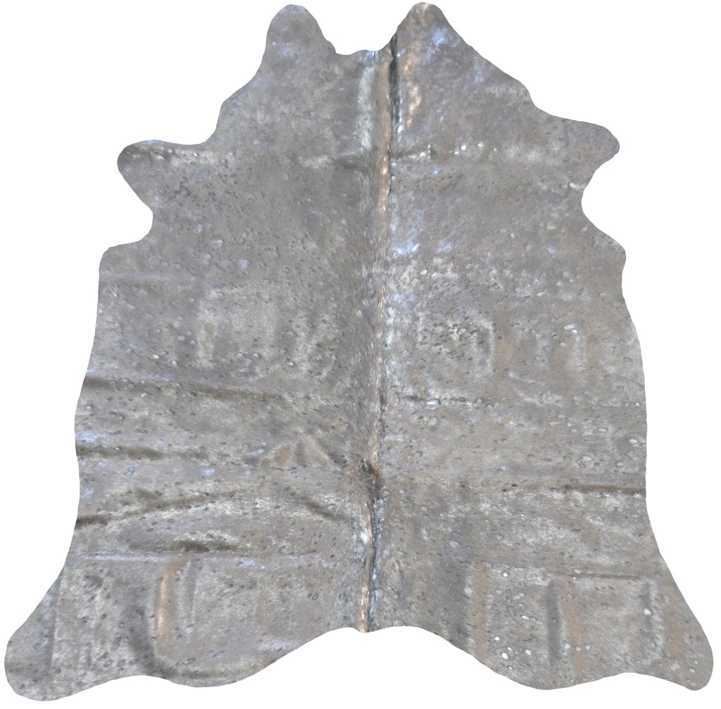 Real Leather Cowhide Silver Metallic On White