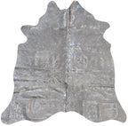 Real Leather Cowhide Silver Metallic On White