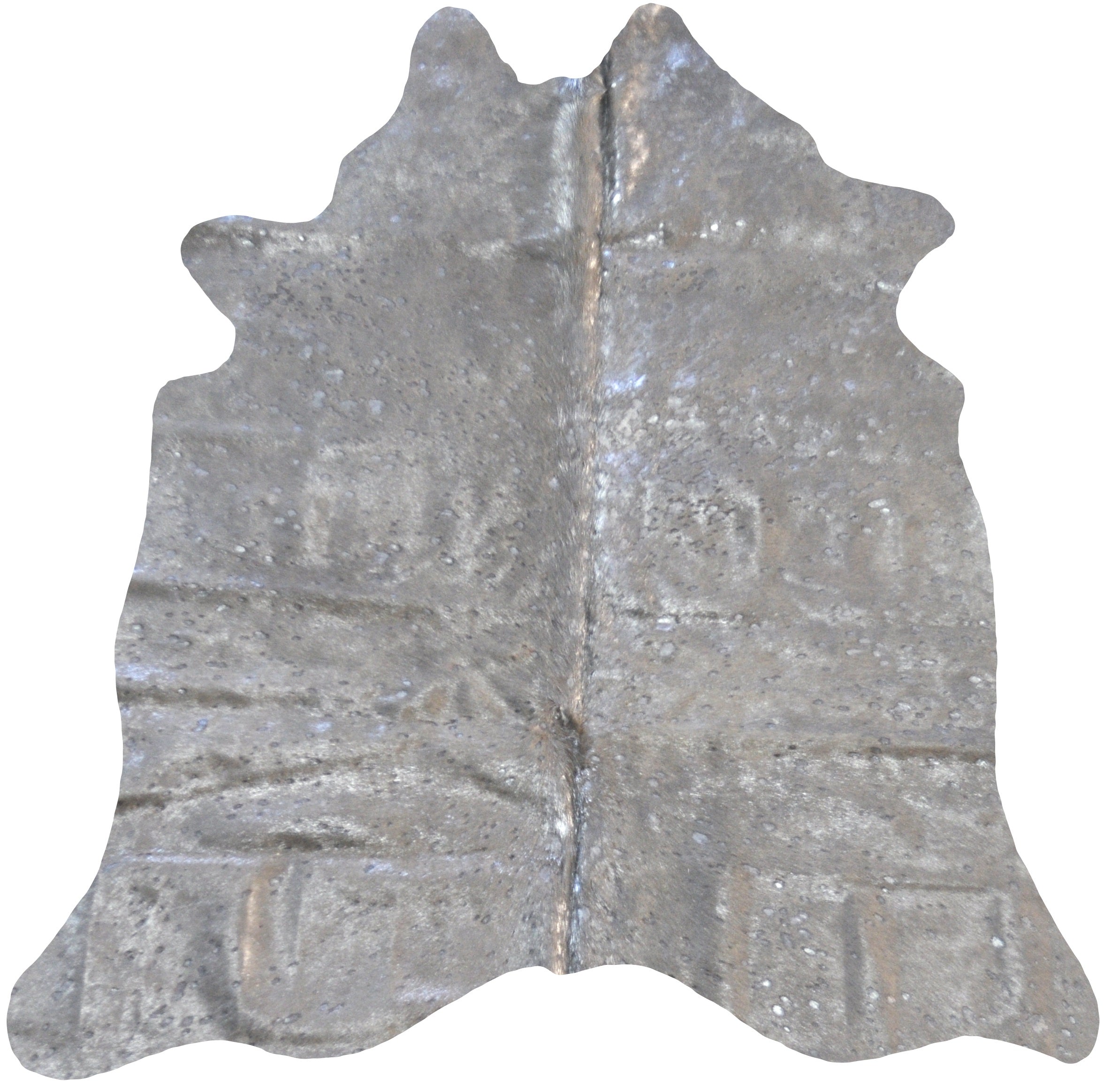 Real Leather Cowhide Silver Metallic On White