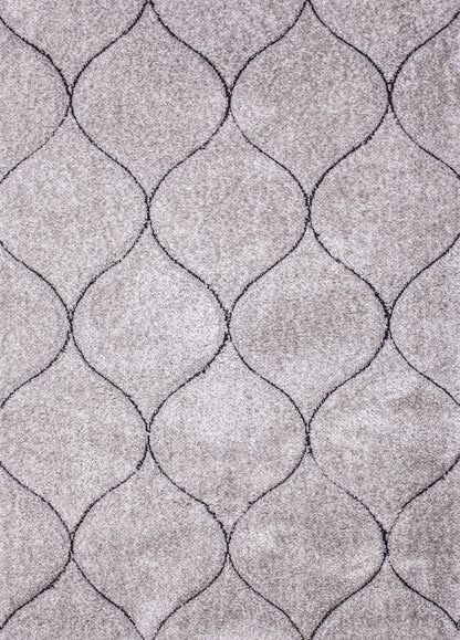 Touch of Silver Shag Area Rug/Carpet | Style# SR-720 - Crafted from 100% Polyester, Plush Fluffy Shine 3D Geometric Design