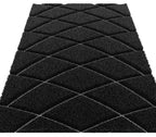 Plush Fluffy Shine 3D Geometric Dimond Shag Area Rug/Carpet Black