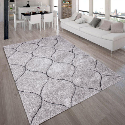  Geometric Silver Plush Fluffy Shine 3D Shag Area Rug/Carpet
