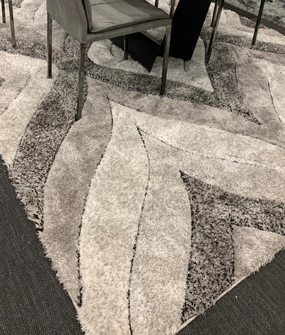 Plush Fluffy Shine 3D Geometric Dimond Shag Area Rug/Carpet Gray Silver