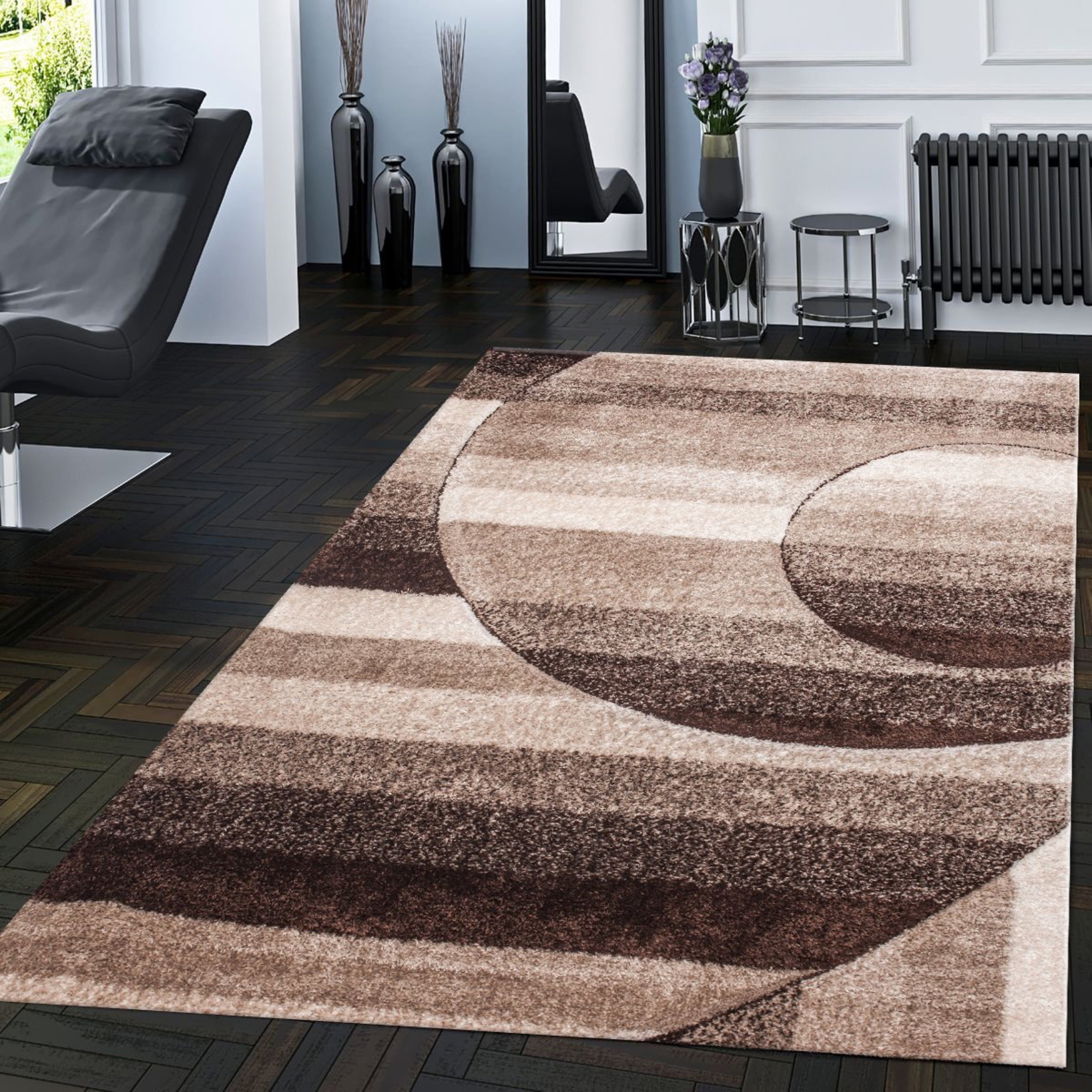 Plush Fluffy Shine 3D Earth Tone/Brown/Beige Shag Area Rug/Carpet
