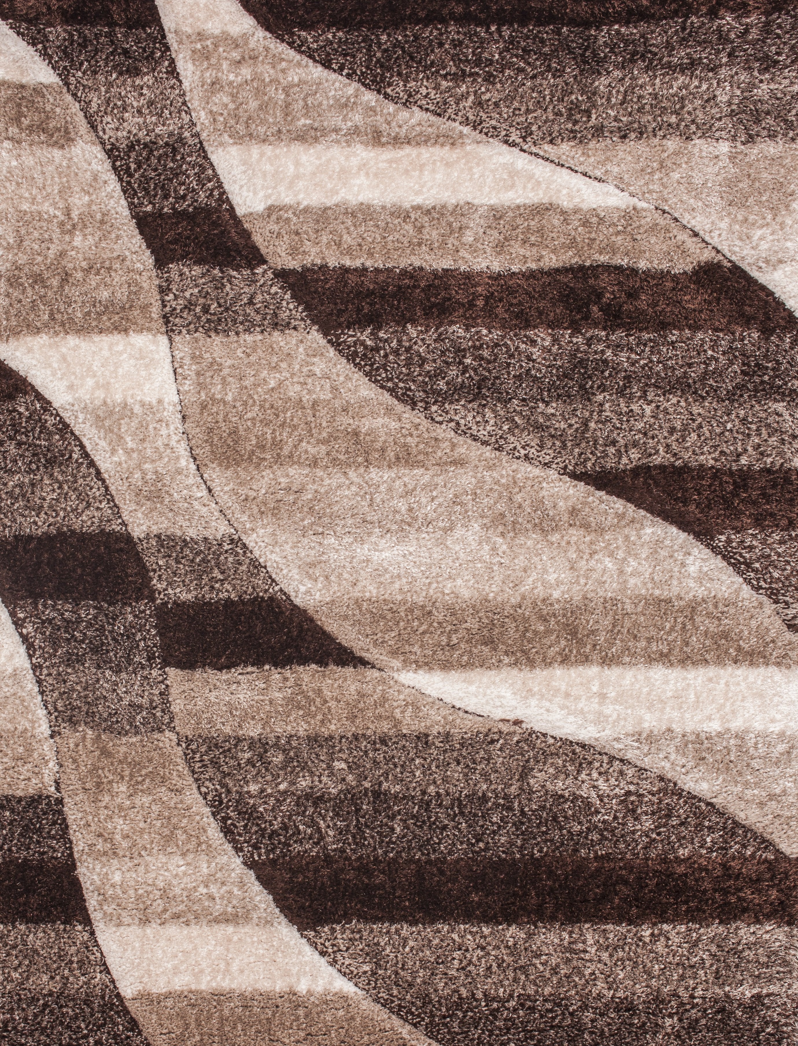 Plush Fluffy Shine 3D Wave Earth Tones/Brown Shag Area Rug/Carpet