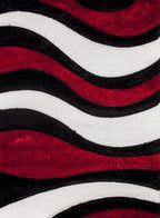 Plush Fluffy Shine 3D Wave Red White Black Shag Area Rug/Carpet
