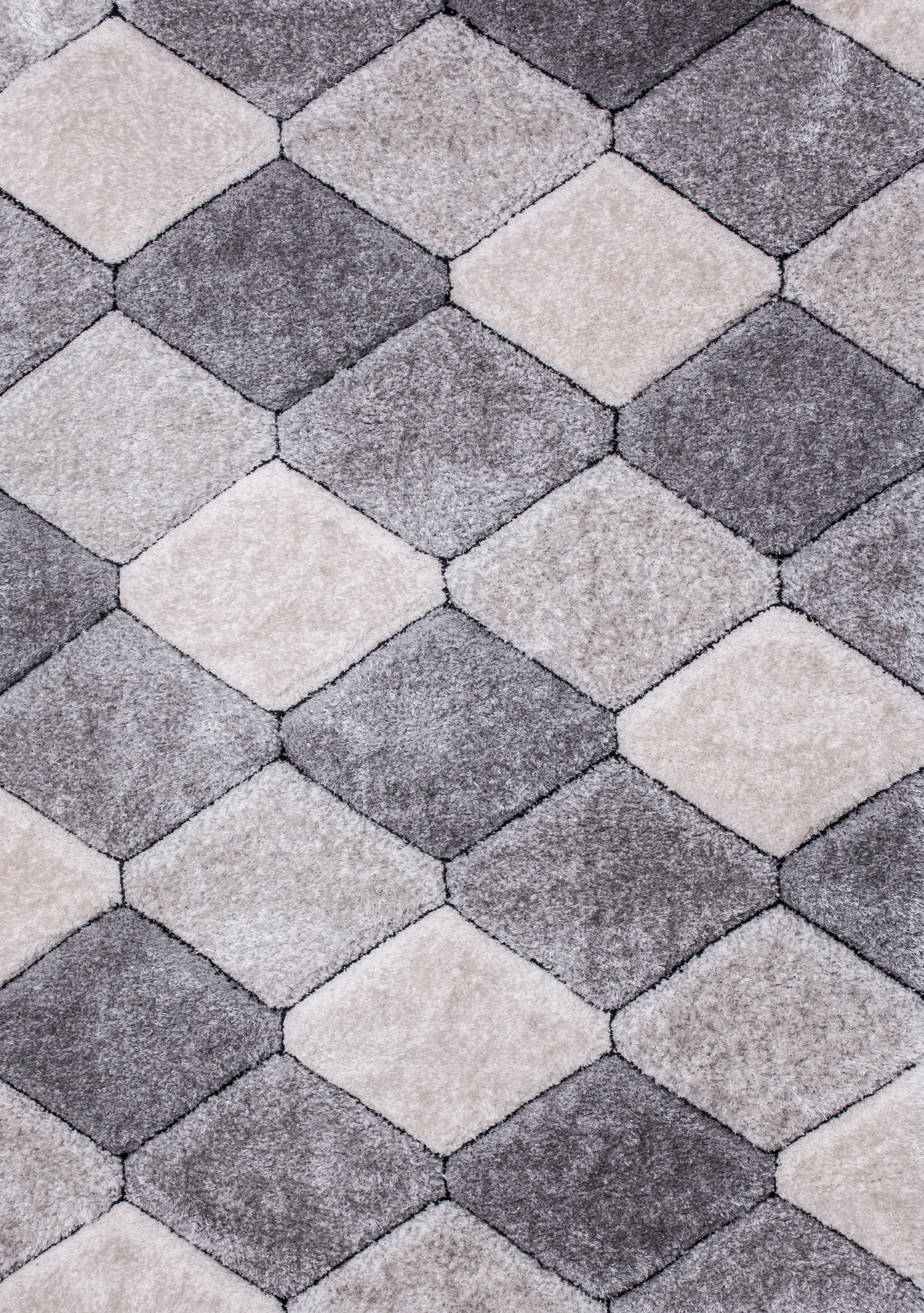 Plush Fluffy Shine 3D Dimond Silver/Gray Design Shag Area Rug/Carpet