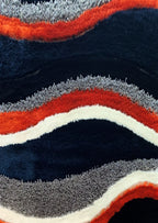 Orange Rust Navy Plush Fluffy Soft Multi Textural Shag Area Rug/ Carpet