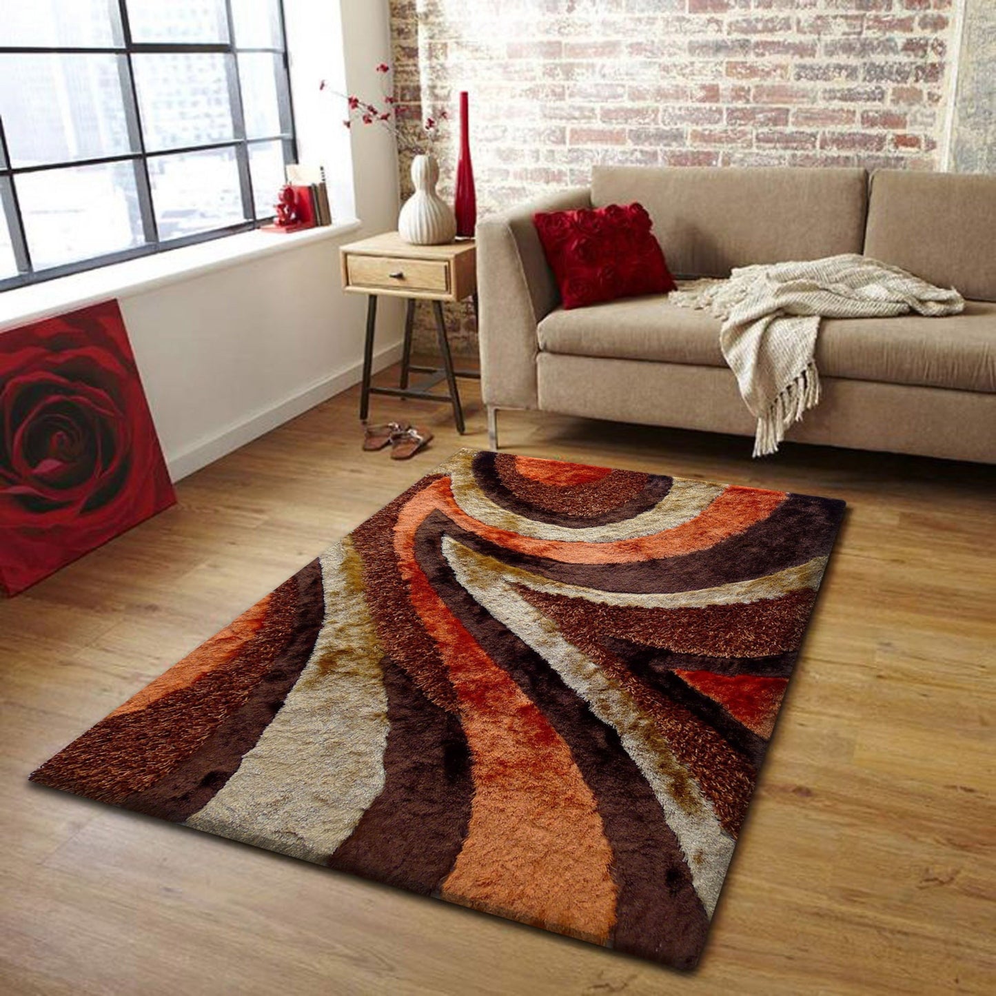 Beautiful Shag Soft Shiny Plush Design Area Rug/ Carpet