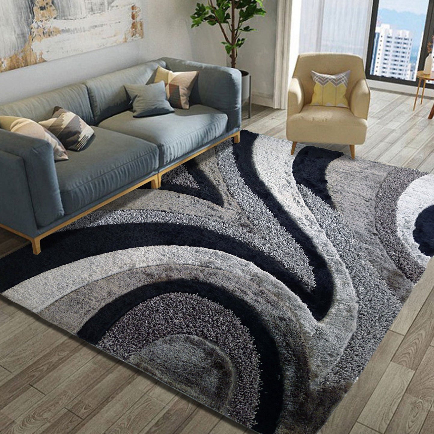 Beautiful Shag Soft Shiny Plush Design Area Rug/ Carpet