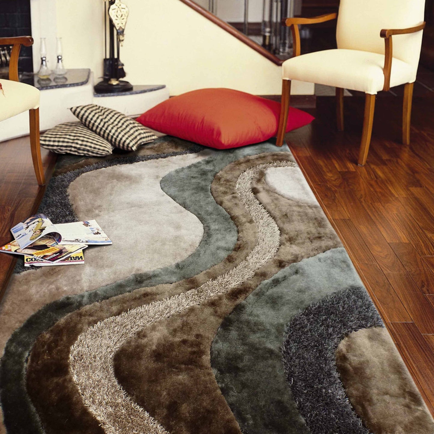 Luxury Shag Viscose Shiny Design Plush Area Rug/ Carpet