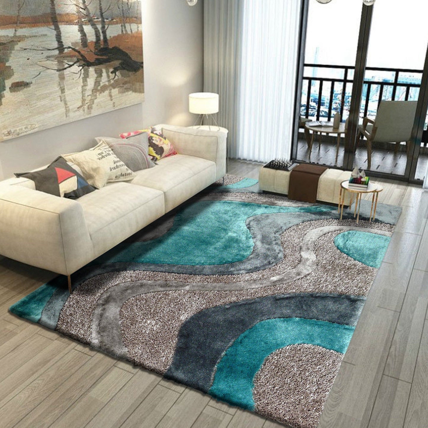 Luxury Shag Viscose Shiny Design Plush Area Rug/ Carpet