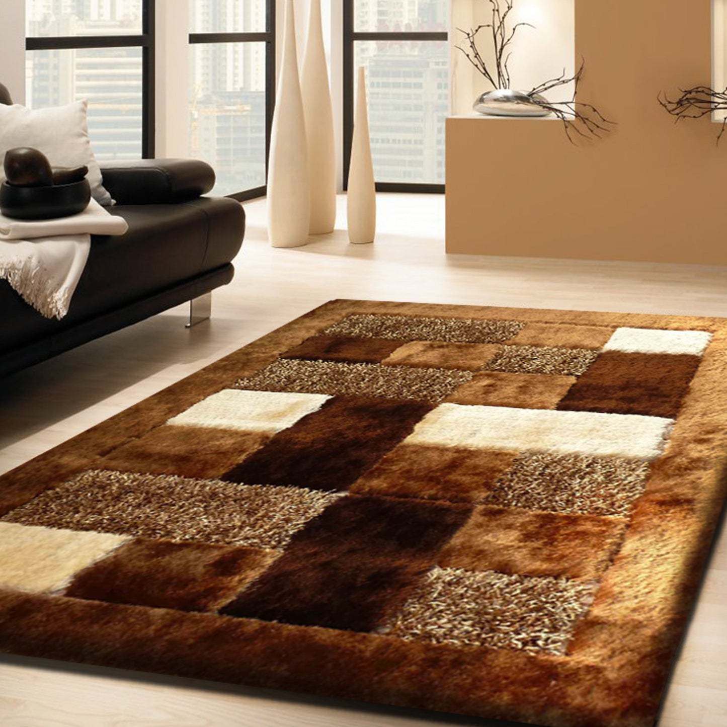 Square Plush Design Shag Area Rug/Carpet