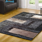 Soft Plush Fluffy Multi-textural Design Earth Tone Shag Area Rug/Carpet