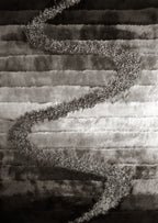 Soft Plush Fluffy Multi-textural Design Silver Gray Black Shag Area Rug/Carpet
