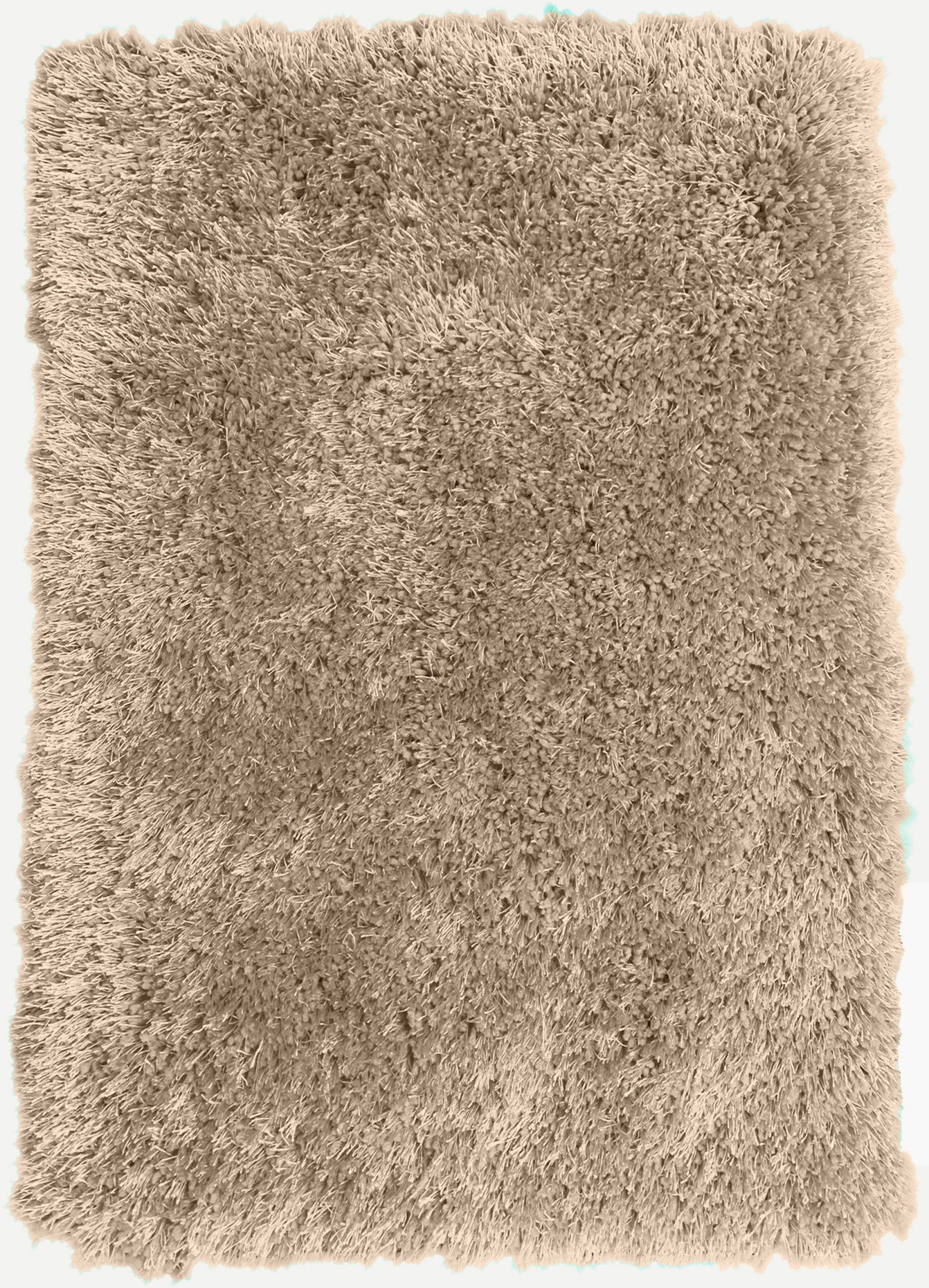 Beige Solid Shag Area Rug/Carpet - Crafted from 100% Polyester, Plush Fluffy Shine, Thick and Thin Yarns Design